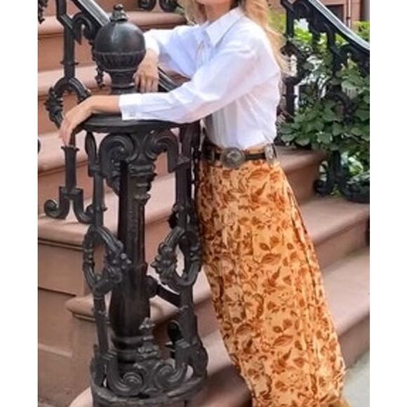 Mason's Daughter Emma Floral Linen Blend Maxi Skirt Golden Meadow Size Small - Picture 15 of 16